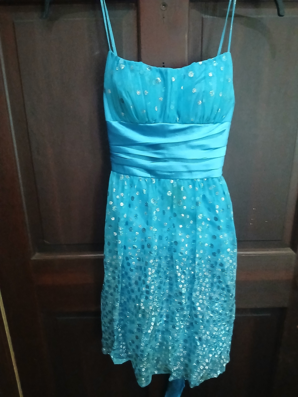 Masquerade Bright Turquoise Party Dress Vintage Y2K Junior Size 7/8 Prom